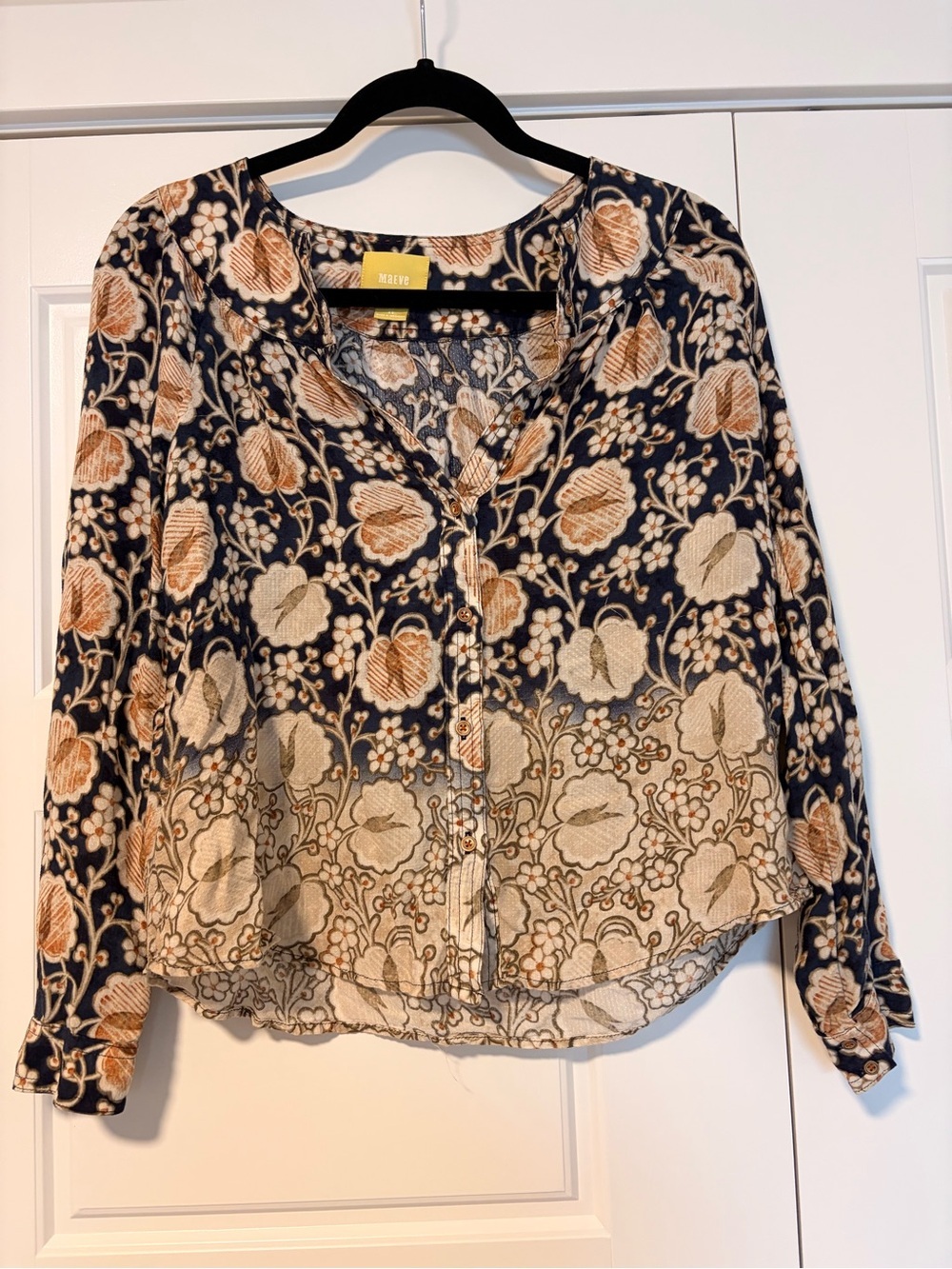 Maeve Navy Floral Button-Down Blouse